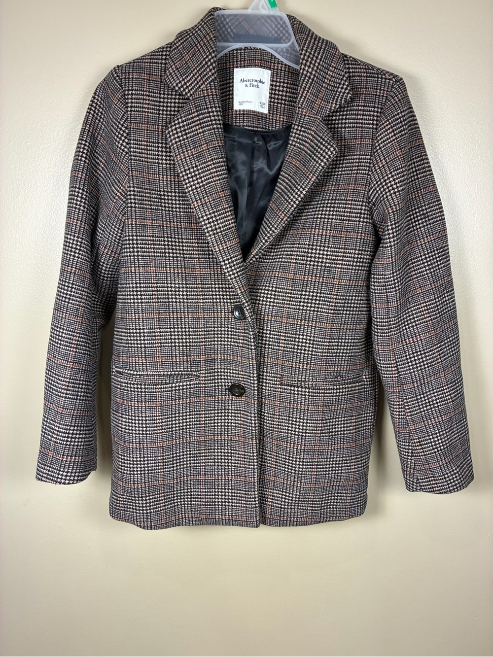 Abercrombie & Fitch Wool Blend Plaid Check Blazer